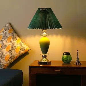 Grey Vase Shaped Glass Table Lamp - Modern Shade Lamp with Golden Base